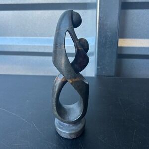 Abstract Mother and Child Stone Sculpture Hand Carved African Shona Art 7.5"